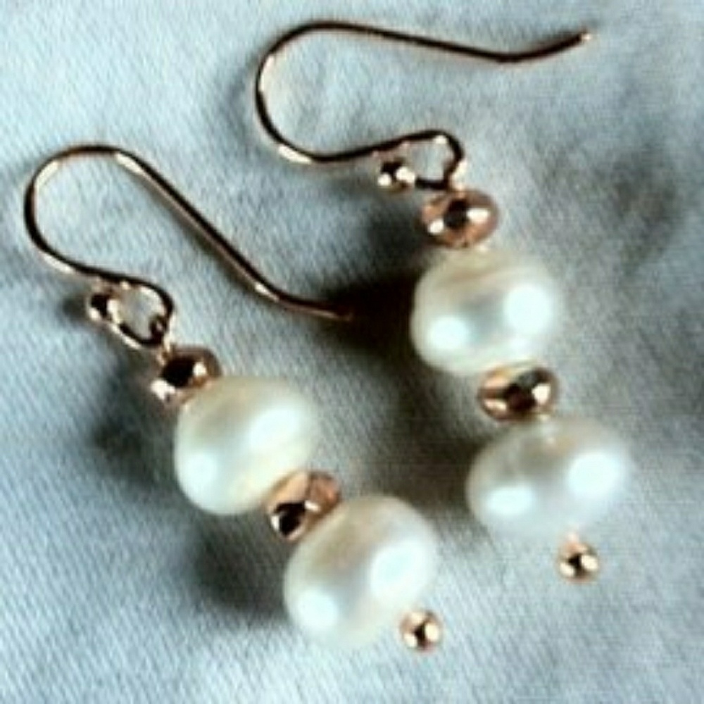 Natural Akoya Pearls 14K Rose Gold Earrings
